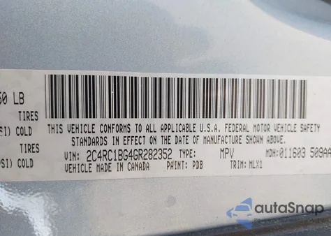 2016 Chrysler Town & Country Touring from USA, damaged, VIN 2C4RC1BG4GR282352